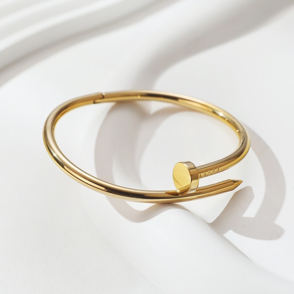 Gold nail bangle bracelet